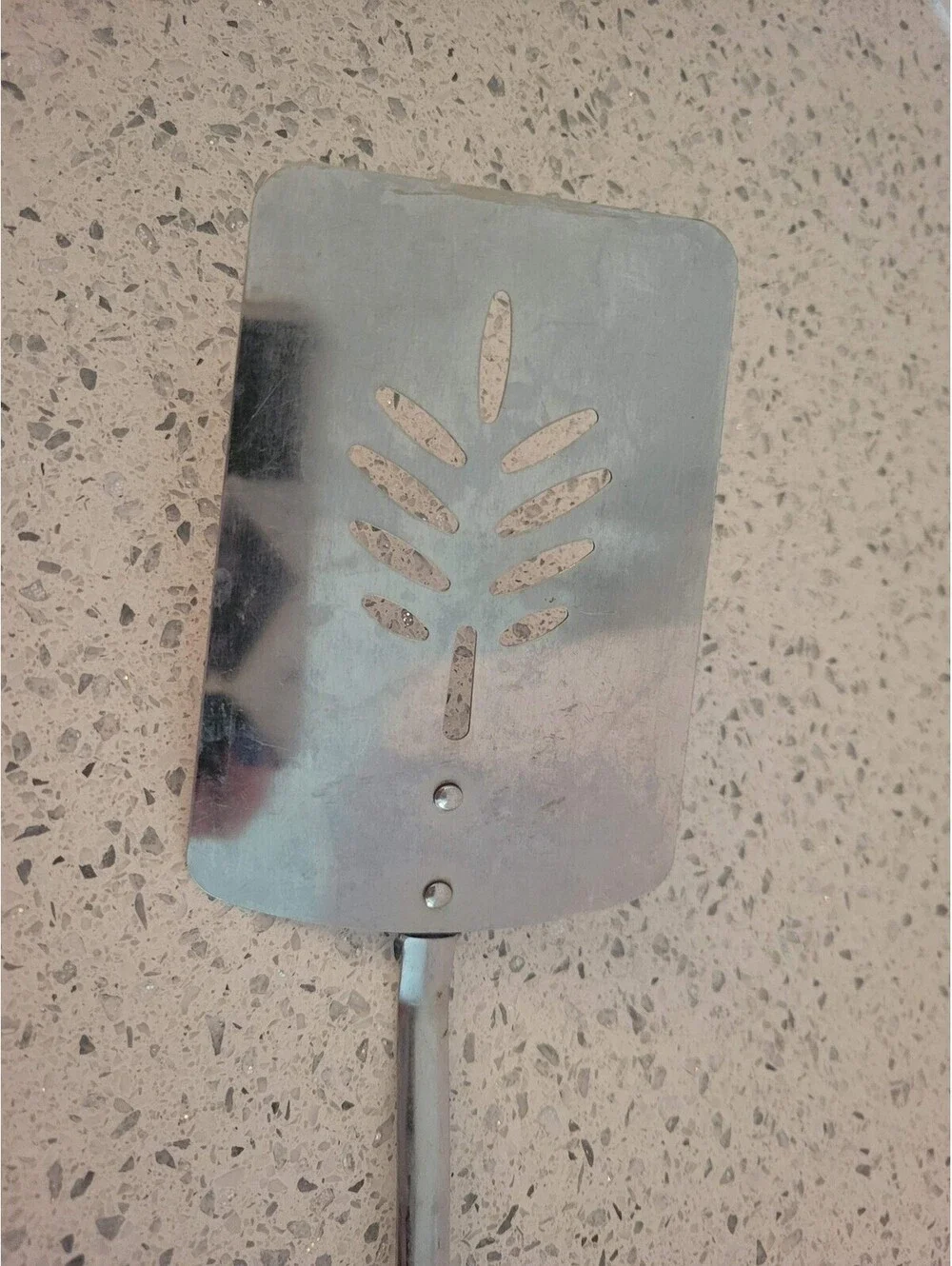 Vintage EKCO Black Plastic Handle Metal Slotted Turner Spatula Kitchen Utensil